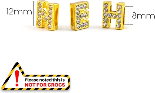 Miniatura 5 de AUEAR, paquete de 26 dijes de letras del alfabeto de 8 mm con diamantes de imitación completos, cristal, color dorado, para pulseras, collares