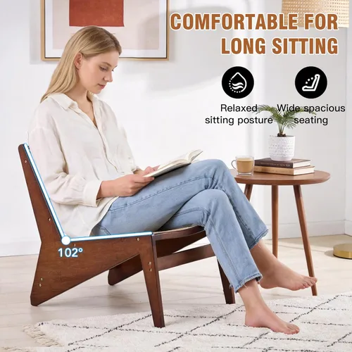 Miniatura 3 de MBOOYOME Silla decorativa moderna de mediados de siglo para sala de estar, silla baja con marco de madera maciza, cómodo sillón para dormitorio