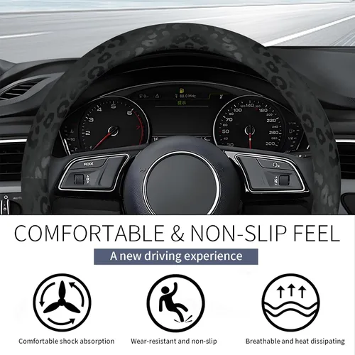 Miniatura 3 de Fundas para volante para automóvil, camión y SUV, lindo volante elástico antideslizante, transpirable, accesorios de automóvil, funda de cuero