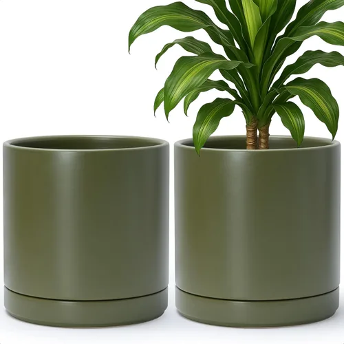 Miniatura 47 de D'vine Dev - Juego de 2 macetas de plantas de 3.5 pulgadas, maceta de cerámica para plantas con agujero de drenaje y platillo, negra, 94-V-A-2