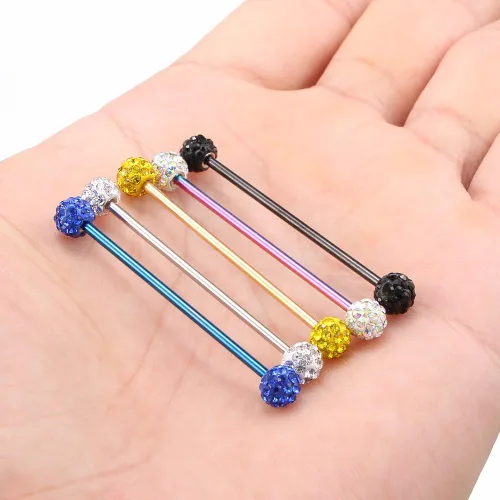 Miniatura 12 de Ruifan Piercings de 14 g de acero inoxidable Industrial Barbell para cartílago de la oreja joyería1 1/2 pulgadas (38 mm)