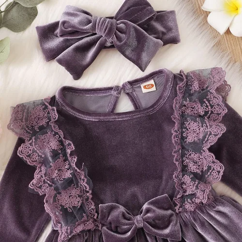 Miniatura 100 de IDOPIP Vestido tutú de terciopelo para niñas pequeñas, vestido de manga larga para princesa, Navidad, cumpleaños, fiesta, boda, vestidos de otoño e