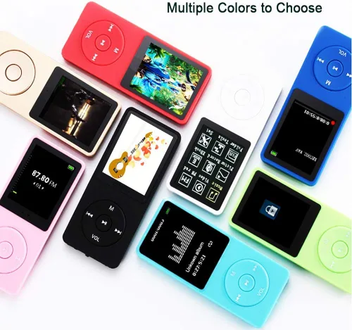 Miniatura 7 de Reproductor de MP3, reproductor de música con tarjeta micro SD de 16 GB, altavoz integrado/foto/reproducción de video/radio FM/grabadora