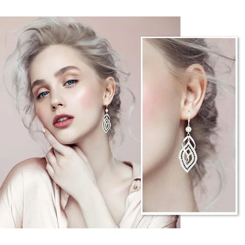 Miniatura 4 de Dangle Earrings for Women, 925 Silver Handmade Linear Swirl Wire Bohemian Boho Diamonds Earrings (Silver, Hoho Diamonds)