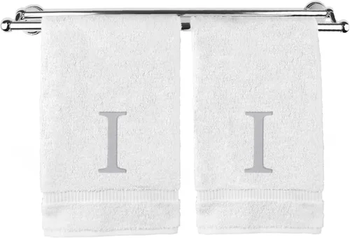 Miniatura 83 de Toalla de mano monogramada, regalo personalizado, juego de 2 - Toalla bordada con letra de bloque dorada - Extra absorbente 100% algodón turco