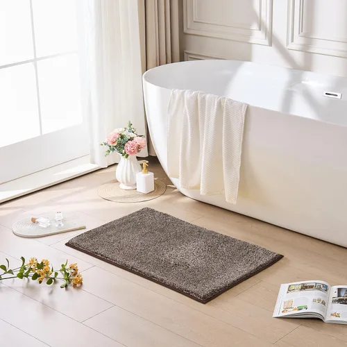 Miniatura 2 de CozeCube Tapetes de baño circulares de vellón para baño, esponjosos, absorbentes, de microfibra de secado rápido, antideslizantes, lavables