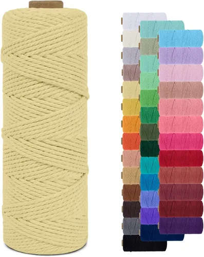 Miniatura 31 de Cuerda de macramé de 0.079 in para 219 yardas, cuerda de algodón natural para manualidades, hilo de cuerda de macramé de colores para colgar