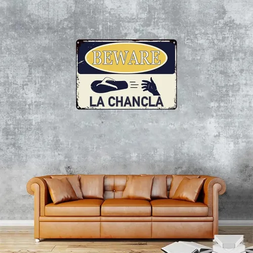 Miniatura 5 de Beware Of La Chancla - Cartel de lata divertido de 12 x 8 pulgadas, latino hispano, latino, latino, latino, latino, decoración del hogar, bodega