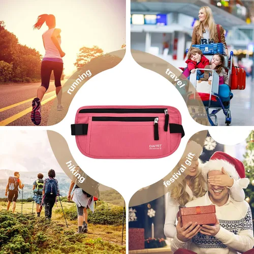 Miniatura 70 de DAITET Cinturón de dinero, soporte para pasaporte, cartera de viaje oculta segura con bloqueo RFID, riñonera encubierta (negro), Negro, Rfid