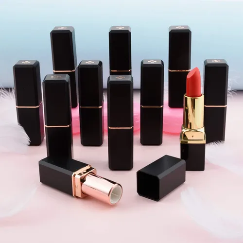 Miniatura 3 de Allwon 10 tubos de lápiz labial vacíos negros DIY contenedor de bálsamo labial (tubo cuadrado), Negro -, Tubo cuadrado