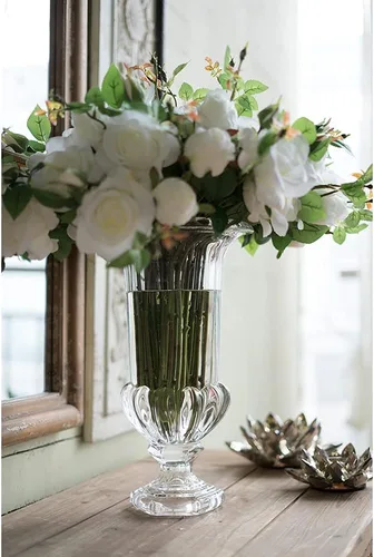 Miniatura 7 de Florero decorativo de vidrio de estilo antiguo de 9.4 pulgadas con patrón de diamante