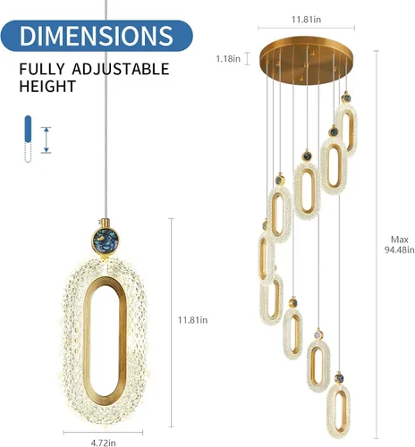 Miniatura 4 de Iluminación colgante para isla de cocina, luces LED regulables, modernas, doradas, para dormitorio, pasillo, entrada, cocina, isla (2 luces)