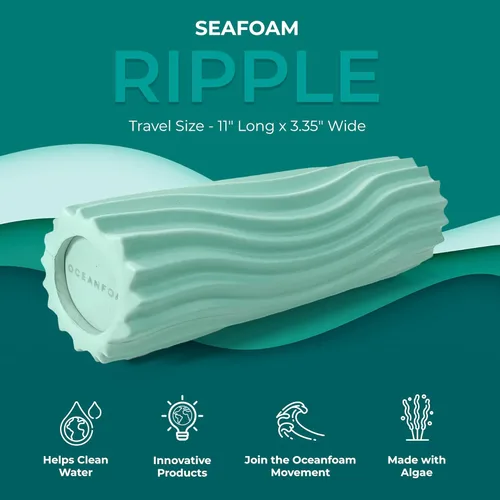Miniatura 5 de Oceanfoam Ripple - Rodillo de espuma de viaje (11" x 3.35") Mini rodillo de espuma firme para terapia física, masaje de tejido profundo, dolor