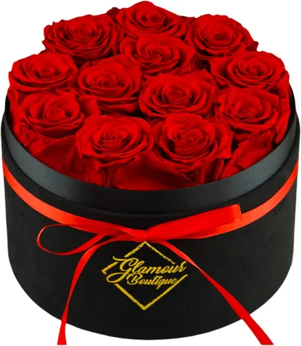 Miniatura 14 de GLAMOUR BOUTIQUE Flowers Forever - Caja de regalo, 12 rosas preservadas reales en caja blanca de terciopelo, regalo floral para esposa, mamá o ella