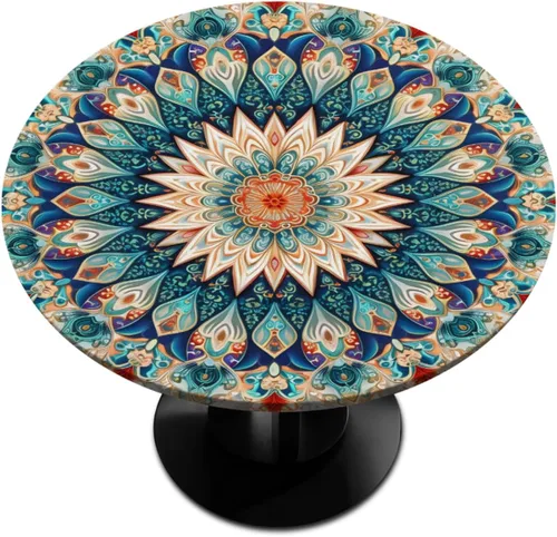 Miniatura 56 de Mantel Redondo con Elástico para Mesa de Playa, Diseño de Estrella de Mar, Cubierta de Mesa Circular, Impermeable, Lavable, de Poliéster, Pequeñas