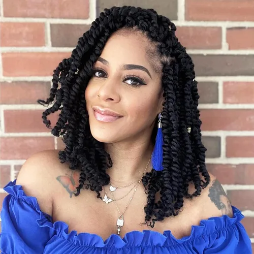 Cabello Passion Twist de 12 pulgadas, 8 paquetes, cabello de ganchillo pretrenzado para mujeres negras, cabello rizado de ganchillo preenlazado, 1b#