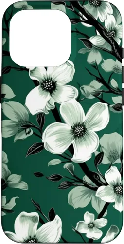 Miniatura 19 de White Dogwood Flower Pattern Green Black & White Case for iPhone 17