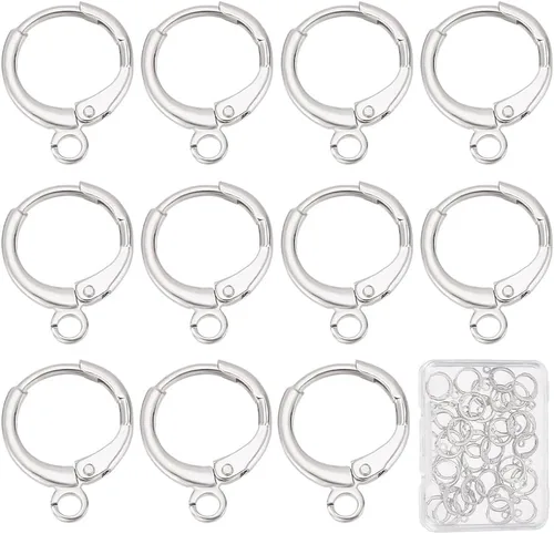 Miniatura 14 de SUNNYCLUE 1 caja de 20 piezas de 5 colores con cierre de palanca dorada, aretes de aro pequeños con palanca francesa con aros de bucle abierto