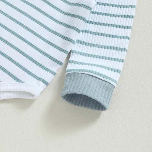 Miniatura 4 de Ropa de bebé recién nacido, ropa de punto acanalado, manga larga, pantalones de algodón sólido, trajes de otoño e invierno, 2 piezas