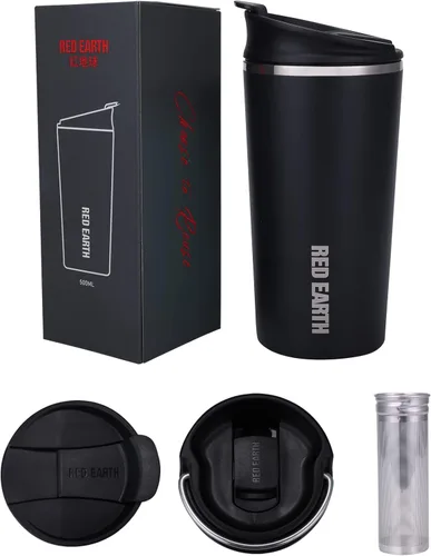 Miniatura 8 de GiNT Taza de viaje de 17 onzas con infusor y dos tapas. Taza de café de acero inoxidable 316 aislada al vacío. Taza apta para lavavajillas