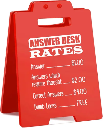Miniatura 46 de Letrero divertido para escritorio de oficina, placa de humor con texto en inglés "Responder Desk Rates", regalo sarcástico divertido para compañeros