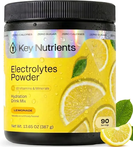 Miniatura 10 de KEY NUTRIENTS Electrolitos multivitamínicos en polvo sin azúcar - Polvo de electrolito de frambuesa azul dulce - Suplemento de resistencia y energía