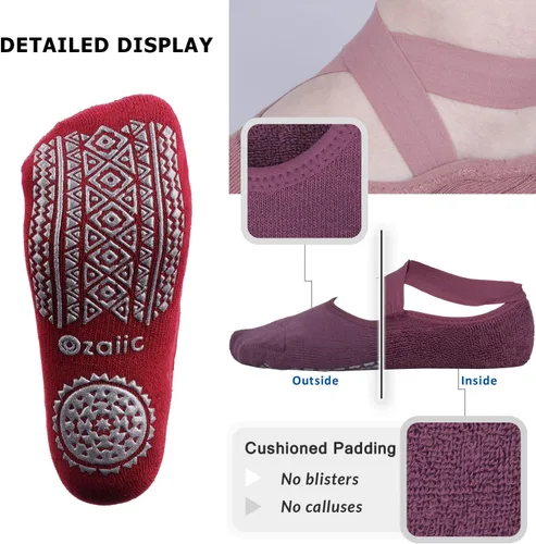 Miniatura 36 de Ozaiic - Calcetines de yoga para mujer con correas y agarres antideslizantes, ideales para pilates, Pure Barre, ballet, danza y entrenamiento