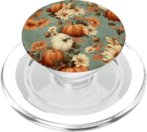 Miniatura 8 de PopSockets PopGrip estándar con temática de otoño vintage para mujer, diseño de calabaza de otoño