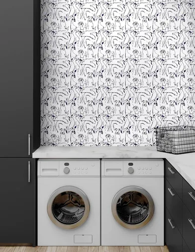 Miniatura 5 de Surface Style Papel tapiz autoadhesivo con diseño de garabatos de perro, negro/blanco