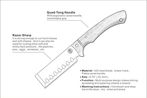 Miniatura 6 de Prince of Scots Cuchillo de queso Mango grande Acero de primera calidad, herramienta de barra, cuchillo gourmet