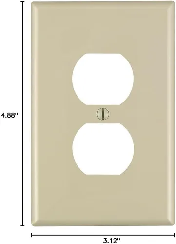 Miniatura 2 de Leviton Placa de pared de nailon Midway de 1 gang, 1 dúplex, tamaño Midway, 1 paquete, PJ8-E, negro