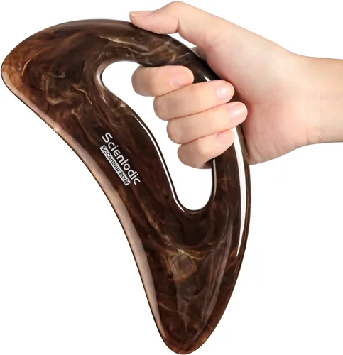 Miniatura 27 de Scienlodic Gua Sha - Herramienta de masaje con mango (resina), herramienta de raspado Guasha más grande para masaje de espalda, cuello, cara