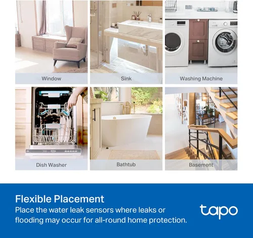 Miniatura 6 de TP-Link Tapo - Detector inteligente de fugas de agua, requiere Tapo Hub, sensor de fugas de agua Wi-Fi con detección rápida de goteo, alarma
