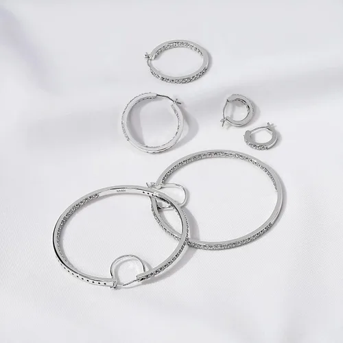 Miniatura 5 de Tienda Collection Platinum or Gold Plated Sterling Silver Inside-Out Hoop Earrings made with Infinite Elements Zirconia