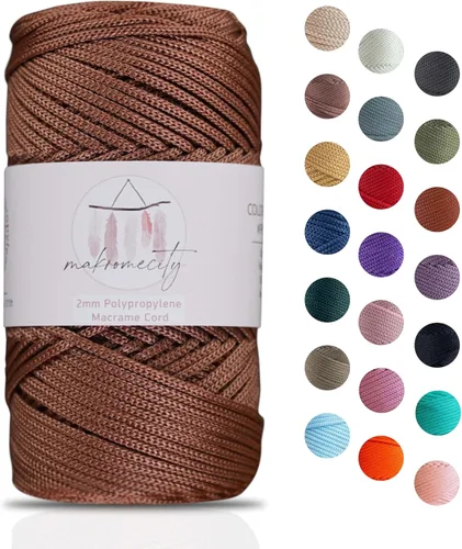 Miniatura 22 de Makromecity, Cordón de macramé de poliéster de 2 mm x 38 m (125 yardas) 2 mm de polipropileno, cordón de macramé para crochet, bolsas de macramé