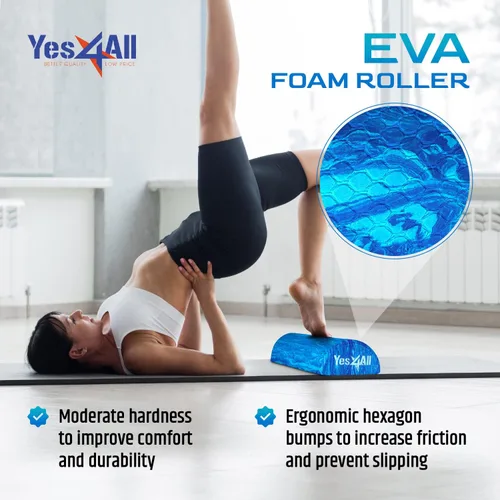 Miniatura 3 de Yes4All Rodillo de espuma firme de EVA para estiramiento, medio rodillo de espalda de yoga para masaje muscular para pilates, yoga, equilibrio