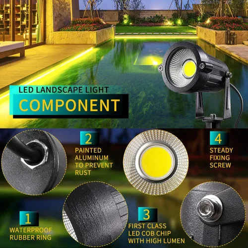 Miniatura 2 de Luces LED de paisaje, 5 W 120 V CA para caminos al aire libre, jardín patio, luz de inundación impermeable IP65, foco al aire libre con estaca