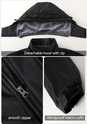 Miniatura 4 de PEGENO Chaqueta de Esquí para Hombre Resistente al Agua Cortavientos Aislada Forro Polar Térmico Chaquetas de Invierno Parka Impermeables Con Capucha