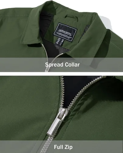 Miniatura 5 de EKLENTSON Chamarras ligeras para hombre, con cremallera completa, cuello de golf, cortavientos, con bolsillos con cremallera