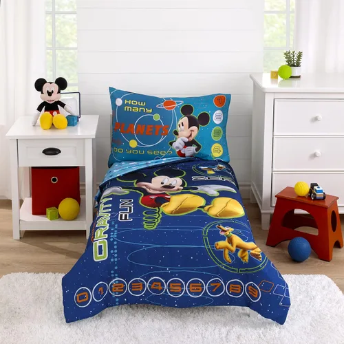 Miniatura 11 de Disney Mickey Mouse y sus amigos - Juego de cama para niños pequeños de 4 piezas - Sábanas ajustadas, funda de almohada, sábana encimera y edredón