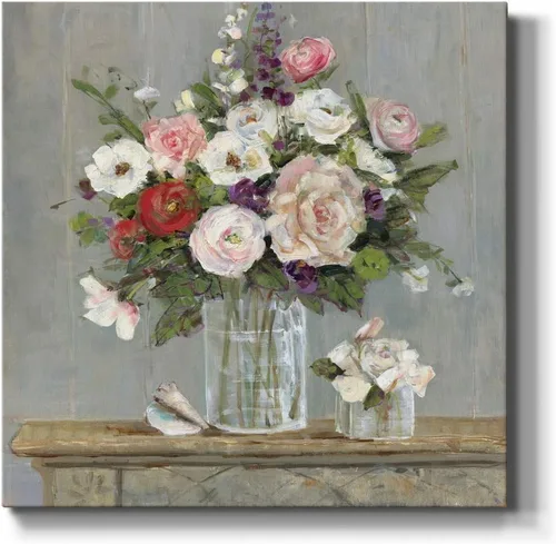 Miniatura 33 de WEXFORD HOME Cuadro Premium en Lienzo con Envoltura de Galería Floral Multicolor para Pared, Arte Abstracto Floral Romántico Moderno, Impresión