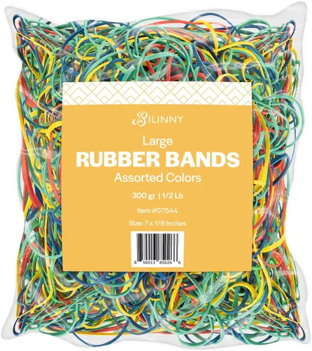 Miniatura 4 de Bilinny Bandas de goma grandes resistentes, 1/2 libra, 7 x 1/8 pulgadas, fabricadas en Estados Unidos, bandas de goma para el hogar y la oficina, 4
