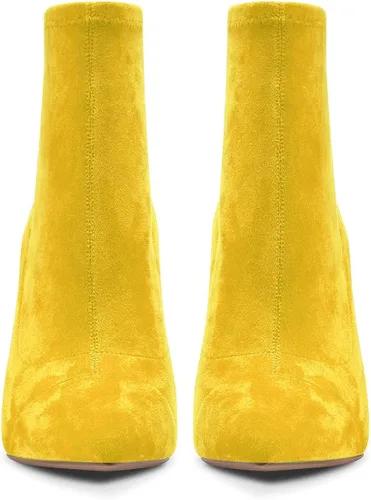Miniatura 4 de Aachcol Botas de tobillo para mujer tacón alto punta puntiaguda botas elásticas clásicas de 4 pulgadas