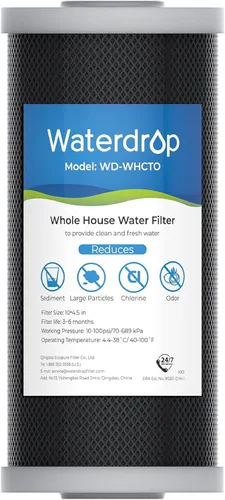Waterdrop Whole House - Cartucho de filtro de agua para sedimentos de carbono CTO para GE FXHTC, GXWH40L, W10-PR, Culligan RFC-BBSA, 10 x 4.5