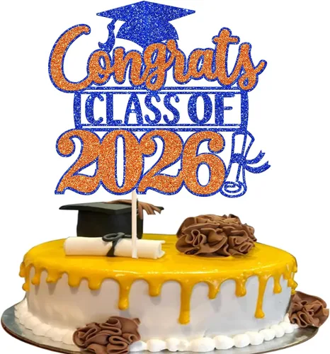 Miniatura 22 de Rsstarxi 1 paquete de 2026 con tapa de graduación 2026, decoración de pastel de felicitaciones graduadas para decoración de fiesta de graduación