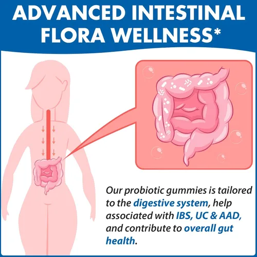 Miniatura 3 de Gomitas de probióticos y salud intestinal, 112.5 mil millones de UFC, sin azúcar, 8 cepas + prebióticos + hierbas - para digestivo, inmune, diarrea