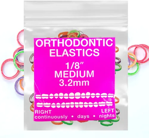 Miniatura 6 de Gomas elásticas de látex neón 100 unidades Bandas elásticas ortodónticas Bandas de goma dentales para uso intraoral Fabricadas en EE. UU. Ligeras