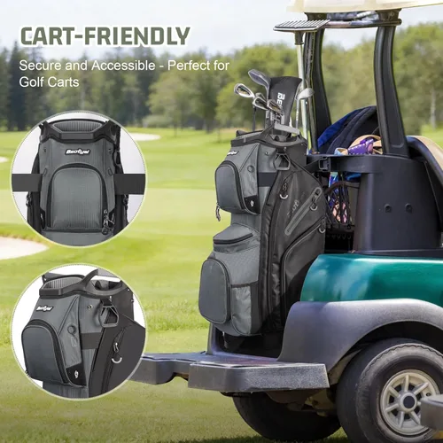 Miniatura 6 de Golf Cart Bag 15 Way Organizer Divider Top Golf Club Cart Bag for Men Women with Cooler, Handles and Rain Cover Negro & gris