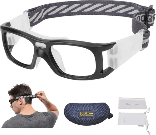 Miniatura 17 de Gafas deportivas – Gafas protectoras de baloncesto con lente extraíble y correa ajustable para gafas