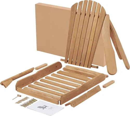 Miniatura 5 de Juego de 2 sillas Adirondack plegables para exteriores, sillas de patio de madera maciza con respaldo premontado, sillas de salón resistentes a